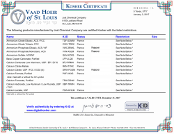 Kosher Certificate - Jost Chemical Co.