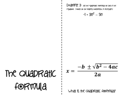 The Quadratic Formula