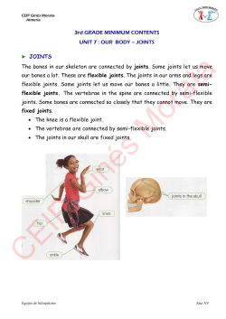 3rd GRADE MINIMUM CONTENTS UNIT 7 : OUR BODY – JOINTS