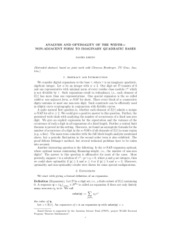 ANALYSIS AND OPTIMALITY OF THE WIDTH-w NON