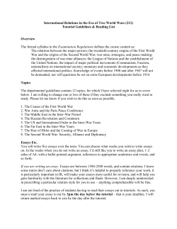 International Relations in the Era of Two World Wars