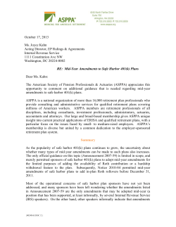 ASPPA letter re midyear amendments to safe harbor plans