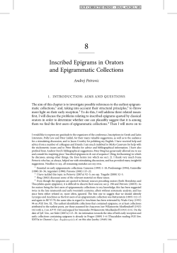 Inscribed Epigrams in Orators and Epigrammatic Collections