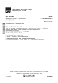 Cambridge International Examinations Cambridge Pre-U