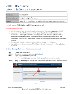 eHIRB User Guide: How to Submit an Amendment