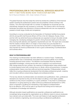 PROFESSIONALISM IN THE FINANCIAL SERVICES INDUSTRY