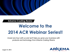 Arkema Coating Resins Welcome to the 2014 ACR