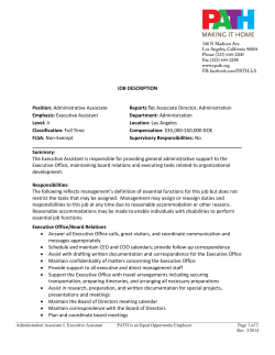 JOB DESCRIPTION Position: Administrative Associate Reports To