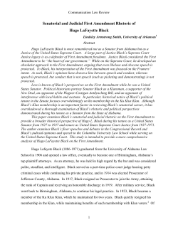 Senatorial and Judicial First Amendment Rhetoric of Hugo