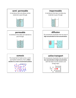 semi- permeable impermeable permeable diffusion osmosis active