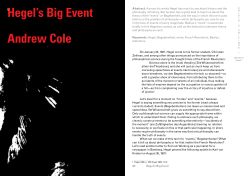 Hegel`s Big Event - Crisis and Critique