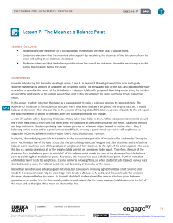 Lesson 7: The Mean as a Balance Point