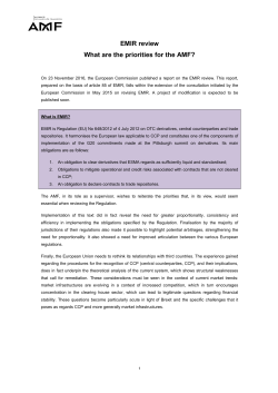 EMIR review What are the priorities for the AMF?