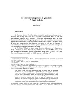 Ecosystem Management in Question: A Reply to Ruhl