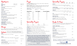 Appetizers Salads Pizza Specialty Pizzas Specialty