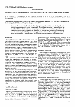 Serotyping of campylobacters by co-agglutination on the basis of