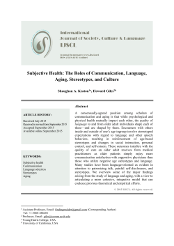 Subjective Health: The Roles of Communication, Language, Aging