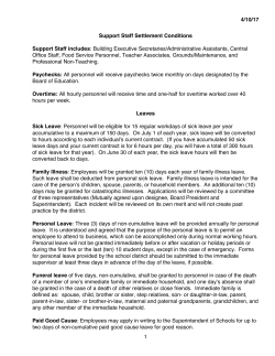 4/10/17 1 Support Staff Settlement Conditions Support Staff includes