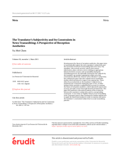 The Translator`s Subjectivity and Its Constraints in News