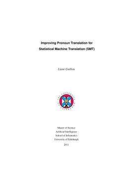 Improving Pronoun Translation for Statistical Machine Translation