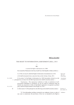 THE RIGHT TO INFORMATION (AMENDMENT) BILL, 2013