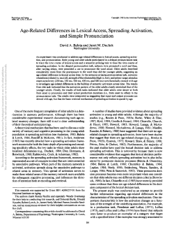 Age-Related Differences in Lexical Access, Spreading Activation