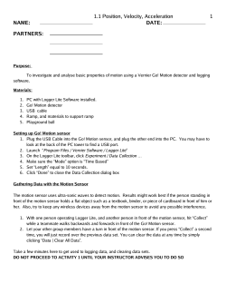 1.1 Position, Velocity, Acceleration 1 NAME: DATE: PARTNERS: