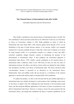 The Classical theory of international trade after Sraffa