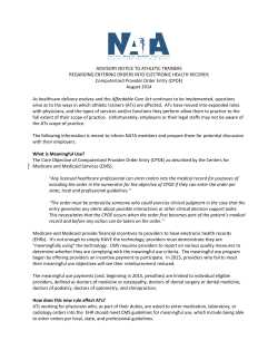 Meaningful Use Advisory Notice - National Athletic Trainers