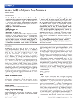 Issues of Validity in Actigraphic Sleep Assessment
