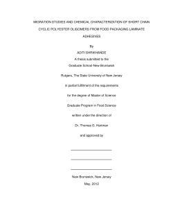 MIGRATION STUDIES AND CHEMICAL CHARACTERIZATION OF