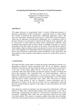 1 An Experimental Exploration of Presence in Virtual Environments
