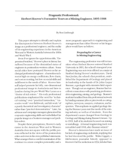 Pragmatic Professional: Herbert Hoover`s ]Formative Years as a