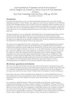 Axel Leijonhufvud, "Capitalism and the Factory System,"