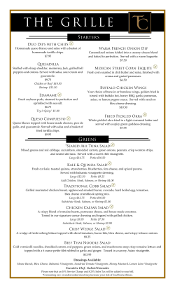 Twin Creeks Grille Menu - Twin Creeks Country Club