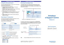 Amadeus e-Support Centre Quick Card