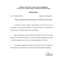 Draft Regulations on Generic Procedure for Curtailmentof Power