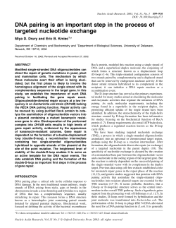 DNA pairing is an important step in the process of
