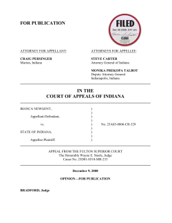 FOR PUBLICATION IN THE COURT OF APPEALS OF INDIANA