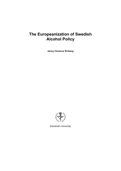 The Europeanization of Swedish Alcohol Policy