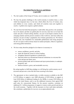 The Global Plan for Recovery and Reform 2 April 2009 1. We, the