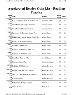 Accelerated Reader Quiz List - Reading Practice