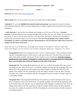 English Department Summer Assignment 2016 Course​: British