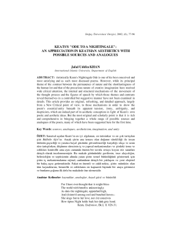 Keats`s "Ode To A Nightingale": An Appreciation