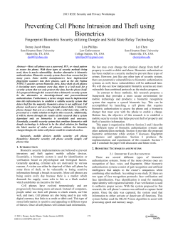 Preventing Cell Phone Intrusion and Theft using Biometrics