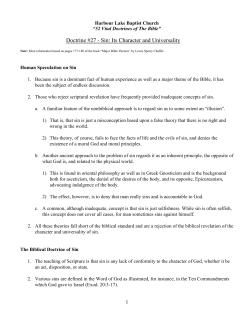 Doctrine #27 - Sin: Its Character and Universality