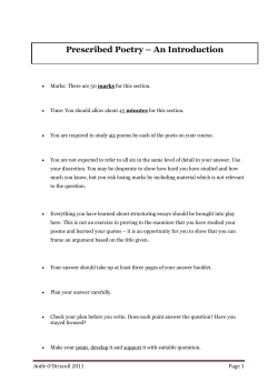 Prescribed Poetry – An Introduction