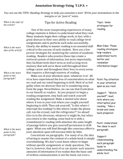 Annotation Strategy Using T.I.P.S. + Tips for Active Reading