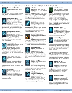 STAR TREK ONLINE CHEAT SHEET Starship Traits By