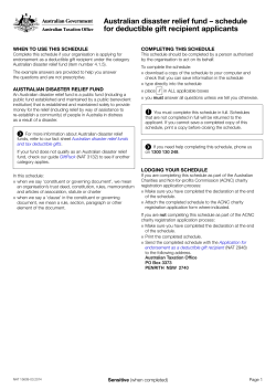 Australian disaster relief fund – schedule for deductible gift